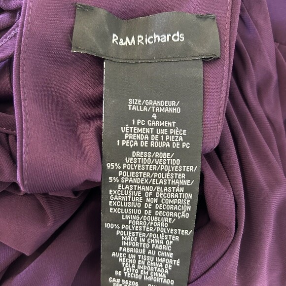 R&M Richards Halter Sleeveless Long Gown Beaded Waist Purple Eggplant Size 4 - Picture 8 of 10